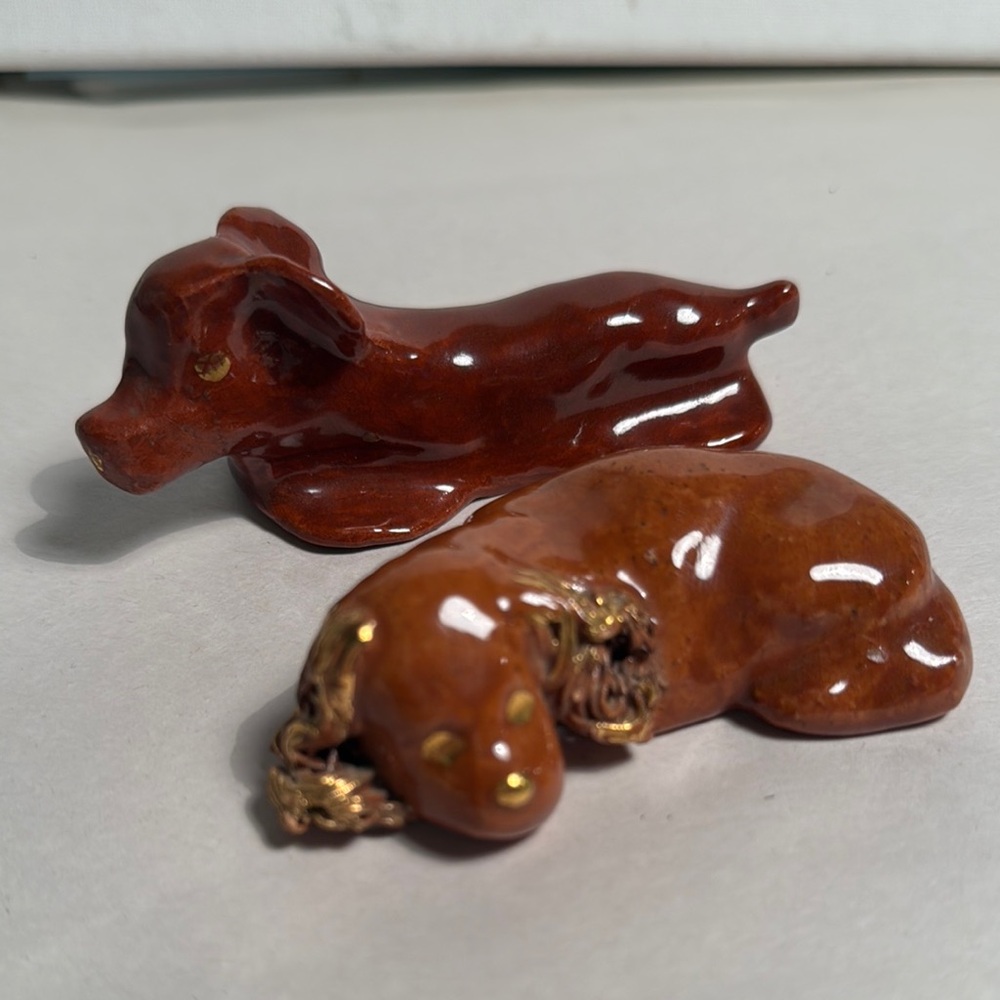 Ceramic Brown Dog Figurines